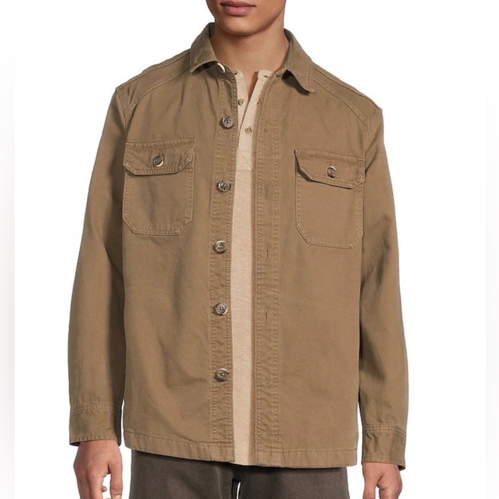 ROWM Long Sleeve Solid Brown Canvas Shirt Jacket